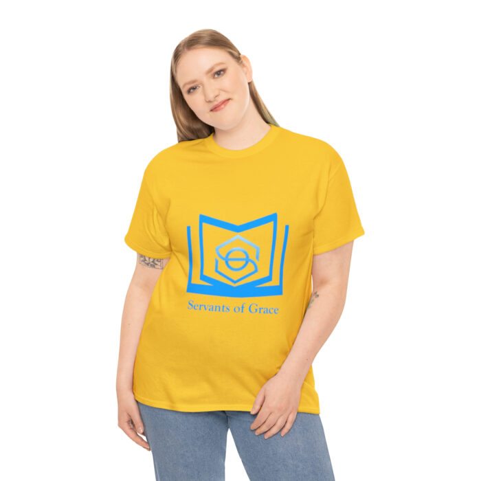 Servants of Grace - 2 Timothy 1:9 - Light Blue Font Unisex Heavy Cotton Tee - Image 20