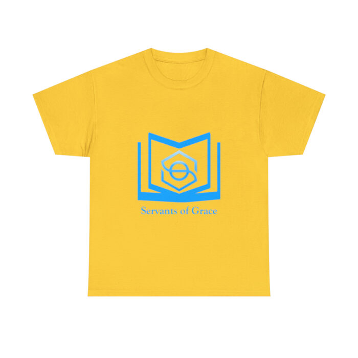 Servants of Grace - 2 Timothy 1:9 - Light Blue Font Unisex Heavy Cotton Tee - Image 17