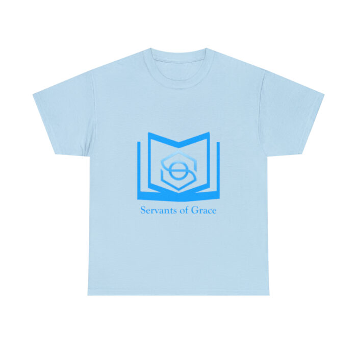 Servants of Grace - 2 Timothy 1:9 - Light Blue Font Unisex Heavy Cotton Tee - Image 21