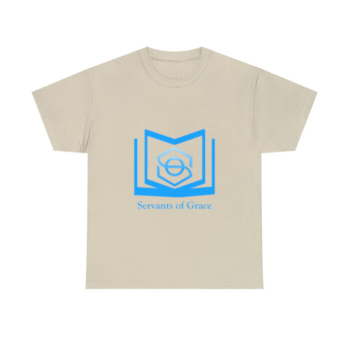 Servants of Grace - 2 Timothy 1:9 - Light Blue Font Unisex Heavy Cotton Tee - Image 9