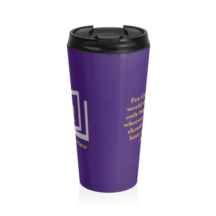 Servants of Grace - John 3:16 - Purple Stainless Steel Travel Mug - Image 2