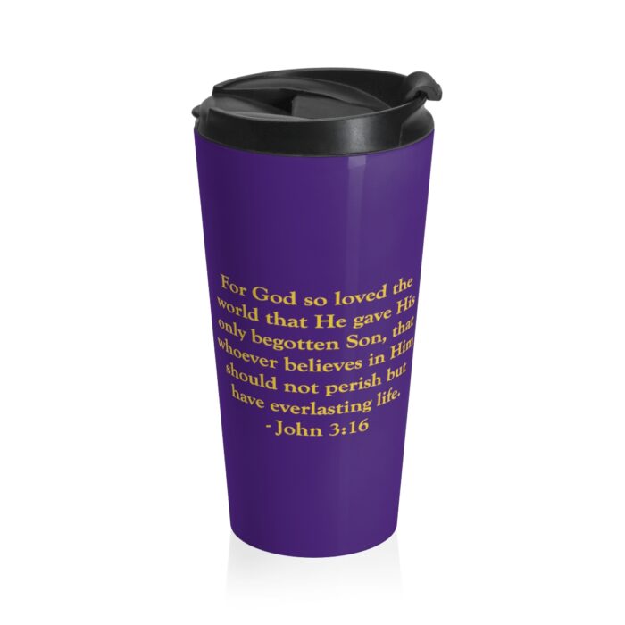 Servants of Grace - John 3:16 - Purple Stainless Steel Travel Mug - Image 4