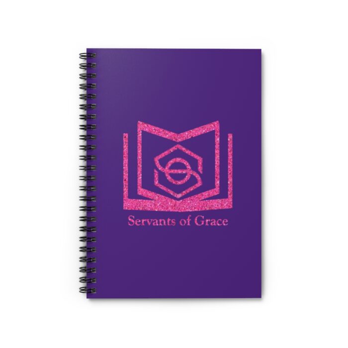 Servants of Grace - Hot Pink Glitter and Dark Purple - Spiral Notebook - Ruled Line - Image 2