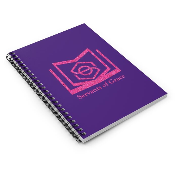 Servants of Grace - Hot Pink Glitter and Dark Purple - Spiral Notebook - Ruled Line - Image 3