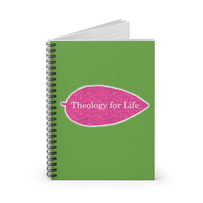 Theology for Life - Hot Pink Glitter and Green - Spiral Notebook - Ruled Line
