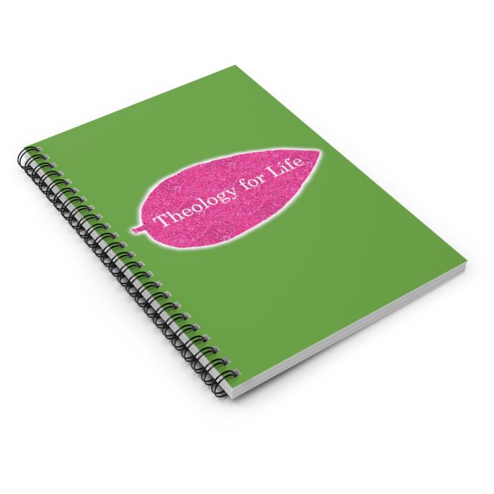 Theology for Life - Hot Pink Glitter and Green - Spiral Notebook - Ruled Line - Image 3
