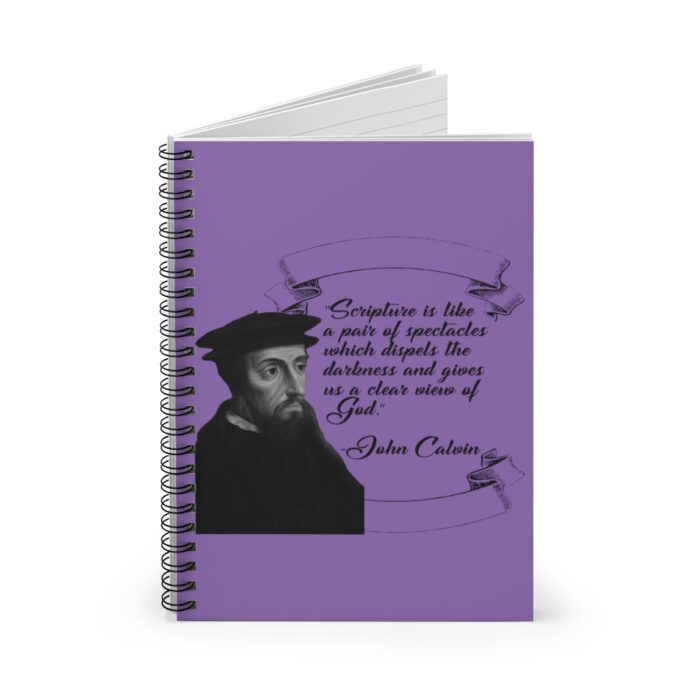 Calvin - Scripture is Like a Pair of Spectacles - Purple Spiral Notebook - Ruled Line - Image 2