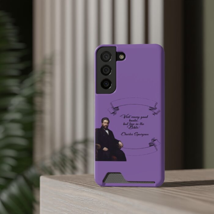 Spurgeon - Visit Many Good Books - Purple Samsung Galaxy S21- S22 Case with Card Holder - Image 8