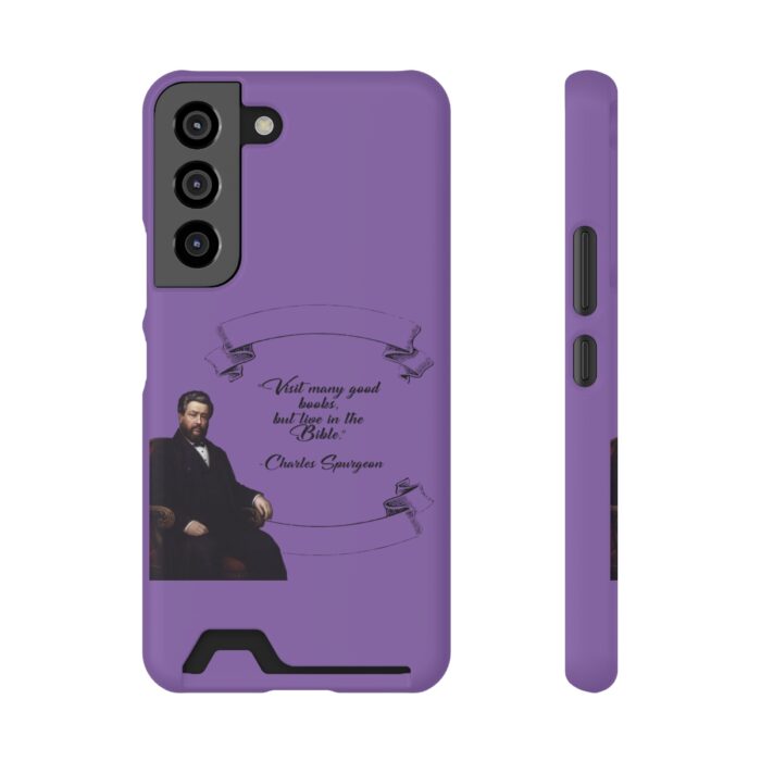 Spurgeon - Visit Many Good Books - Purple Samsung Galaxy S21- S22 Case with Card Holder - Image 9