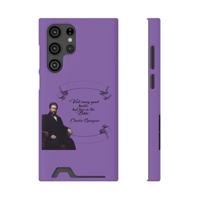 Spurgeon - Visit Many Good Books - Purple Samsung Galaxy S21- S22 Case with Card Holder - Image 37
