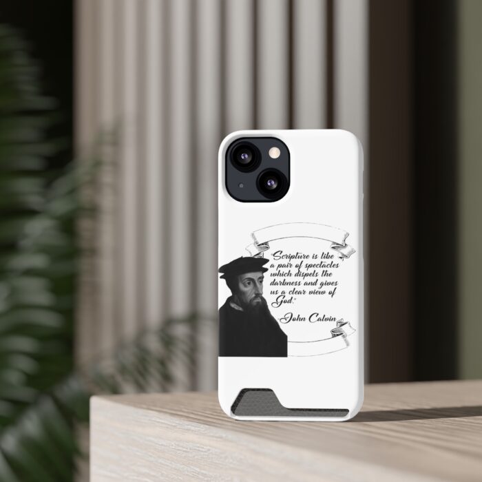 Calvin - Scripture is a Pair of Spectacles - White iPhone 13 Case with Card Holder - Image 52