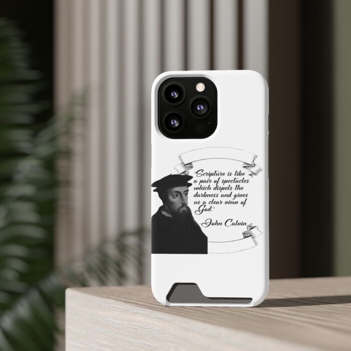 Calvin - Scripture is a Pair of Spectacles - White iPhone 13 Case with Card Holder - Image 8