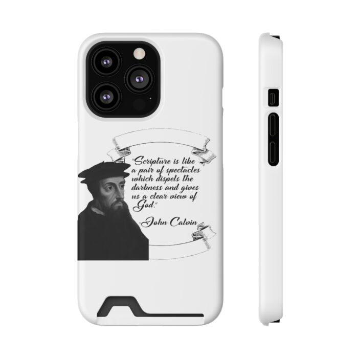 Calvin - Scripture is a Pair of Spectacles - White iPhone 13 Case with Card Holder - Image 9