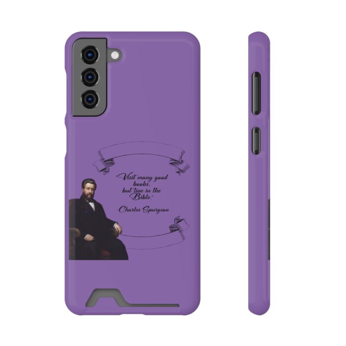 Spurgeon - Visit Many Good Books - Purple Samsung Galaxy S21- S22 Case with Card Holder - Image 65
