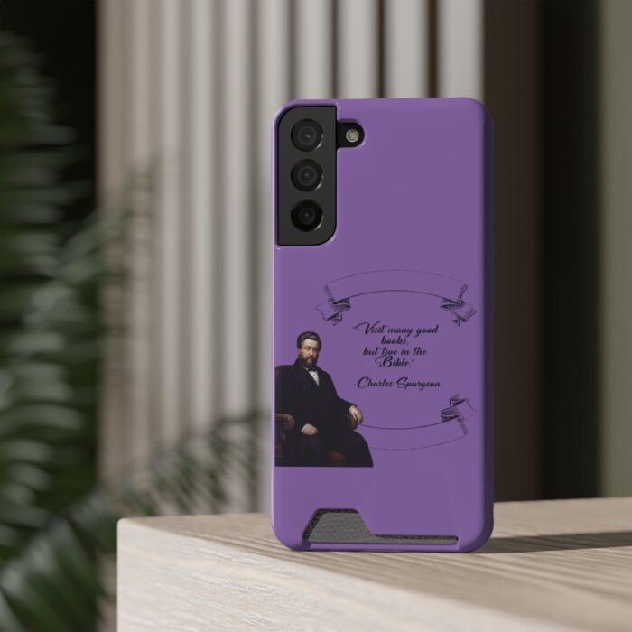 Spurgeon - Visit Many Good Books - Purple Samsung Galaxy S21- S22 Case with Card Holder - Image 28
