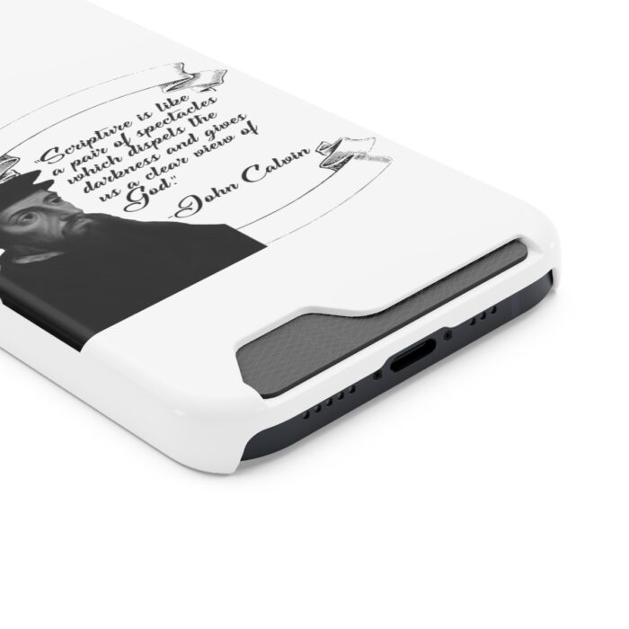 Calvin - Scripture is a Pair of Spectacles - White iPhone 13 Case with Card Holder - Image 2