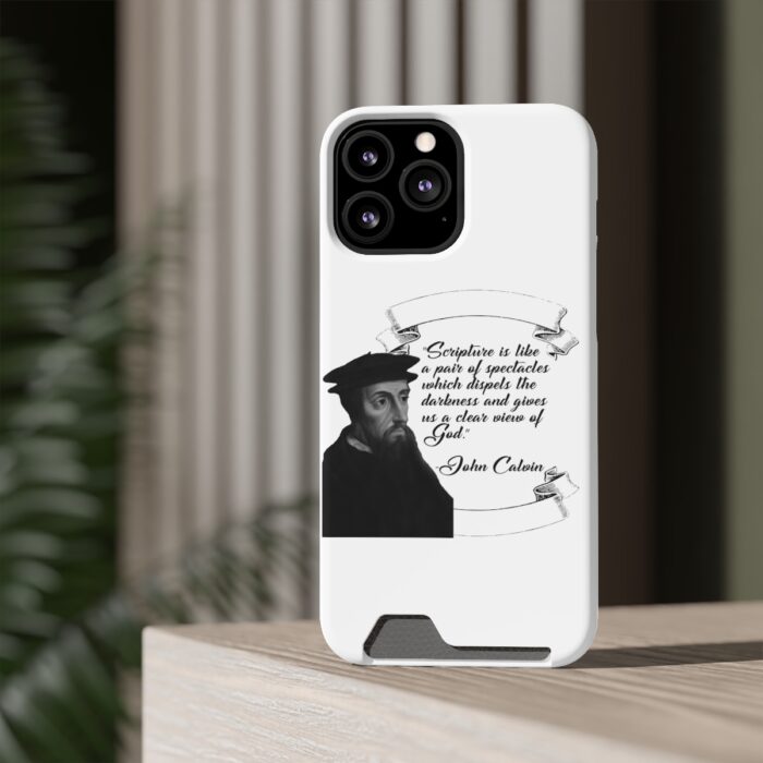 Calvin - Scripture is a Pair of Spectacles - White iPhone 13 Case with Card Holder - Image 32
