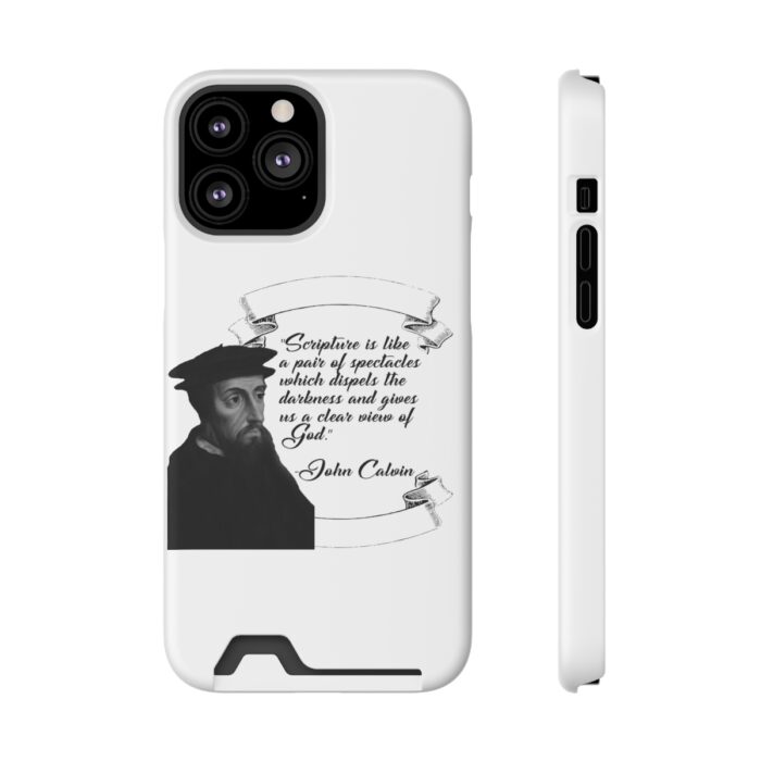 Calvin - Scripture is a Pair of Spectacles - White iPhone 13 Case with Card Holder - Image 33