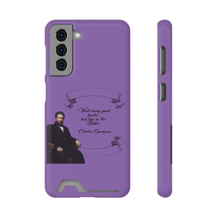 Spurgeon - Visit Many Good Books - Purple Samsung Galaxy S21- S22 Case with Card Holder - Image 57