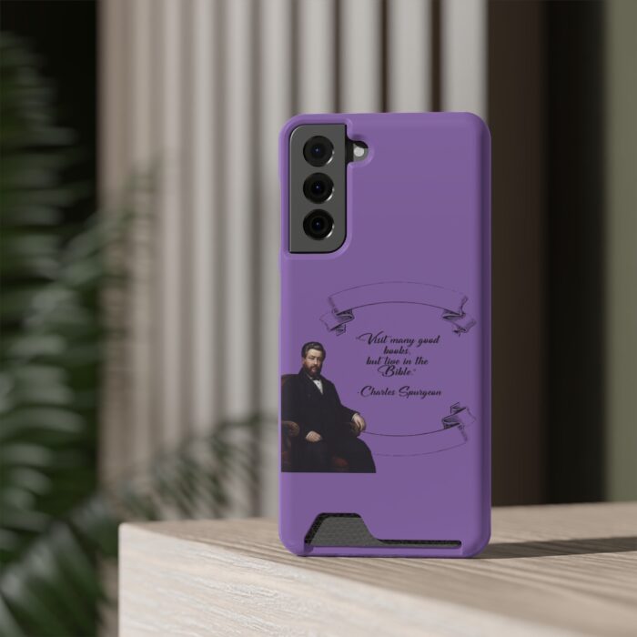 Spurgeon - Visit Many Good Books - Purple Samsung Galaxy S21- S22 Case with Card Holder - Image 60