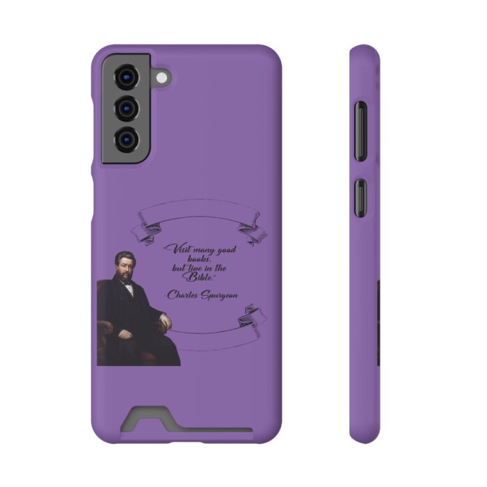 Spurgeon - Visit Many Good Books - Purple Samsung Galaxy S21- S22 Case with Card Holder - Image 77