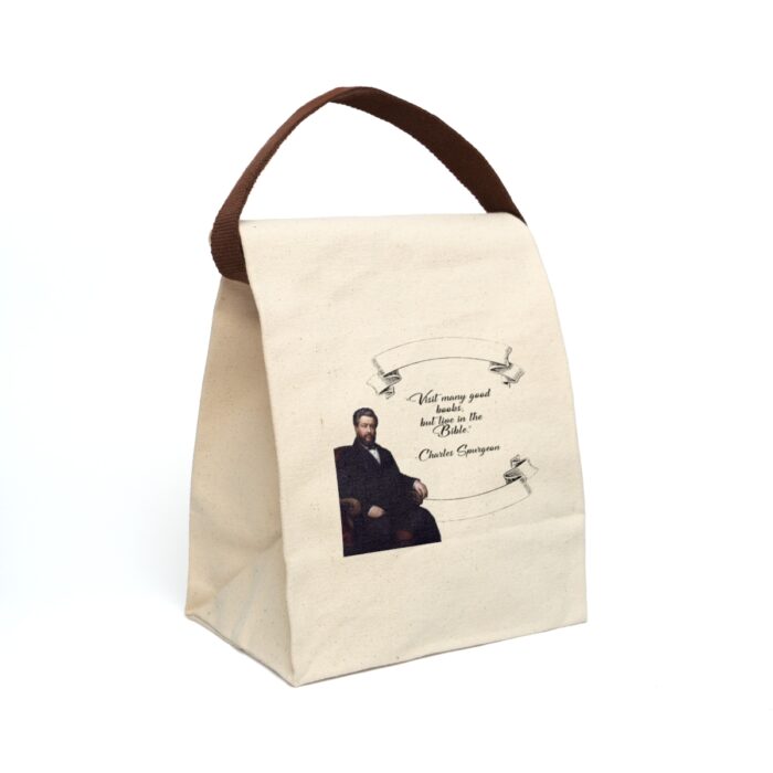 Spurgeon - Visit Many Good Books - Canvas Lunch Bag With Strap - Image 2